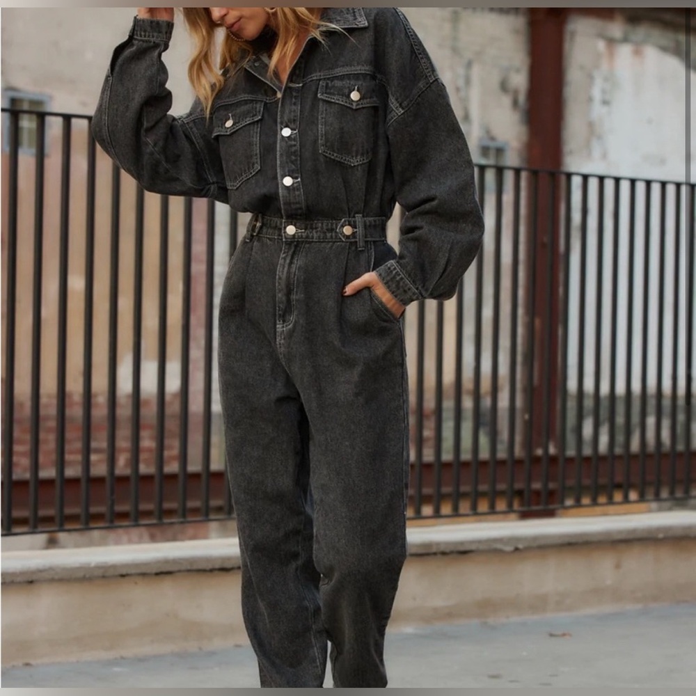 12th Tribe Hendrix Denim Jumpsuit in Black